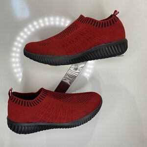 Tiosebon Red Fabric Stretch Slip On 36 / US 5.5-6